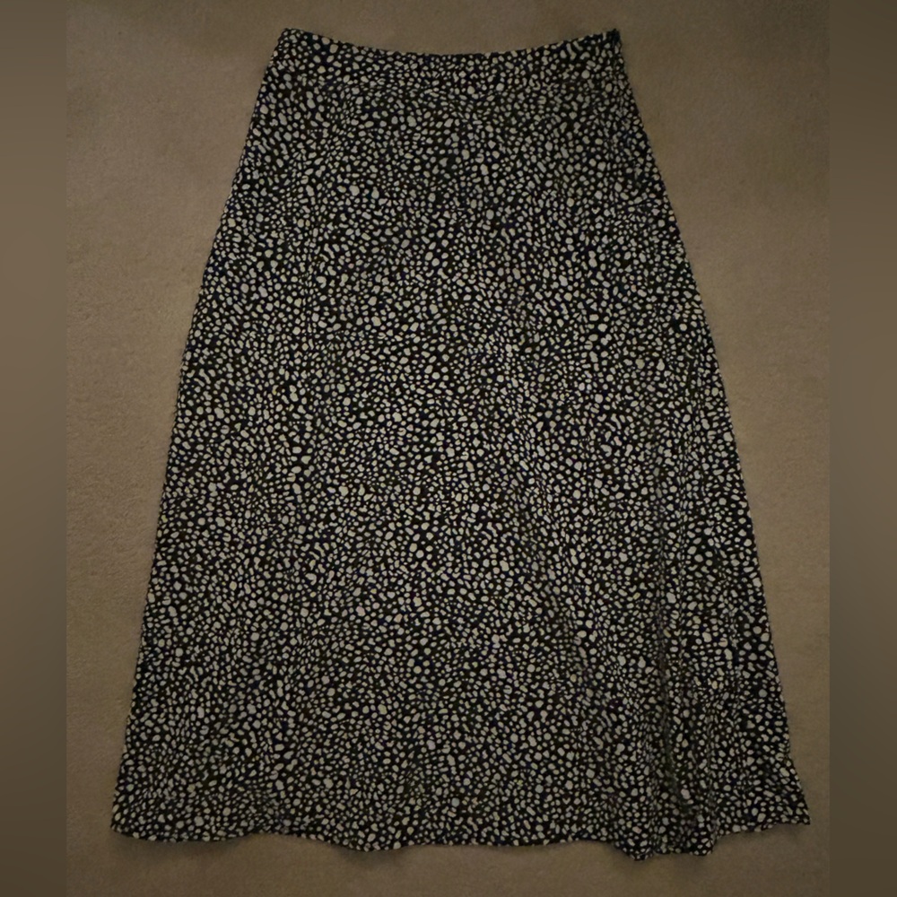 Black and White Polka Dot Midi Skirt